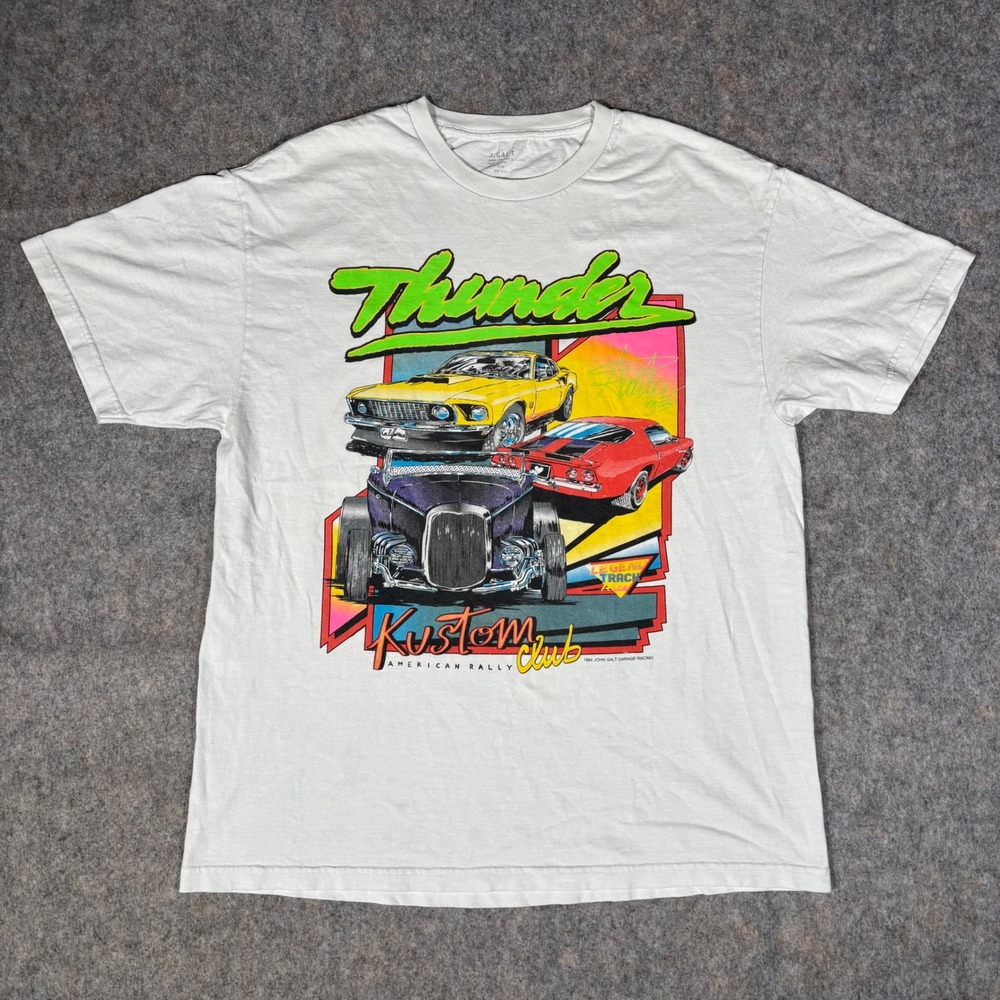 John Galt Graphic T-Shirt Thunder Kustom Club Racing Car Tee 1984 American Rally